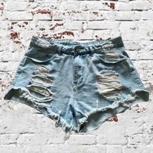 SHEIN DISTRESSED CUT-OFF SHORTS